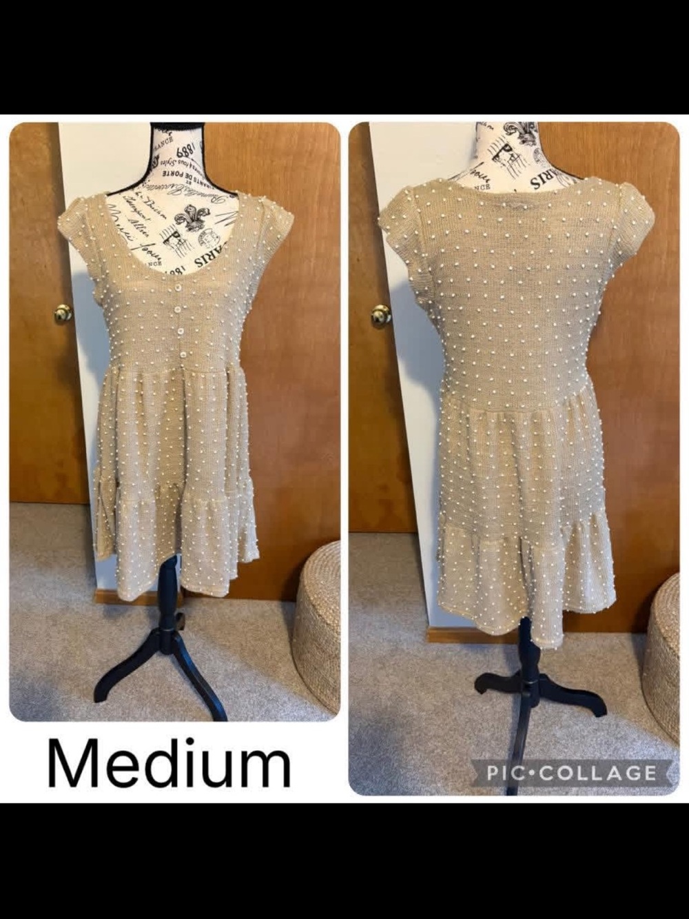 Beige Short Sleeve Dress